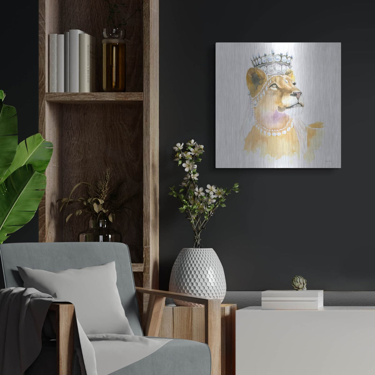 'Jungle Royalty 2 C' by Myles Sullivan – Metal Wall Art, 24x24 room view