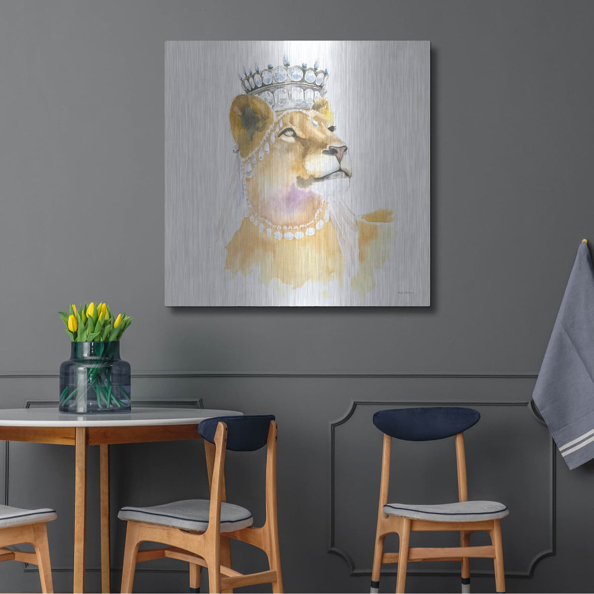 'Jungle Royalty 2 C' by Myles Sullivan – Metal Wall Art, 36x36 room view