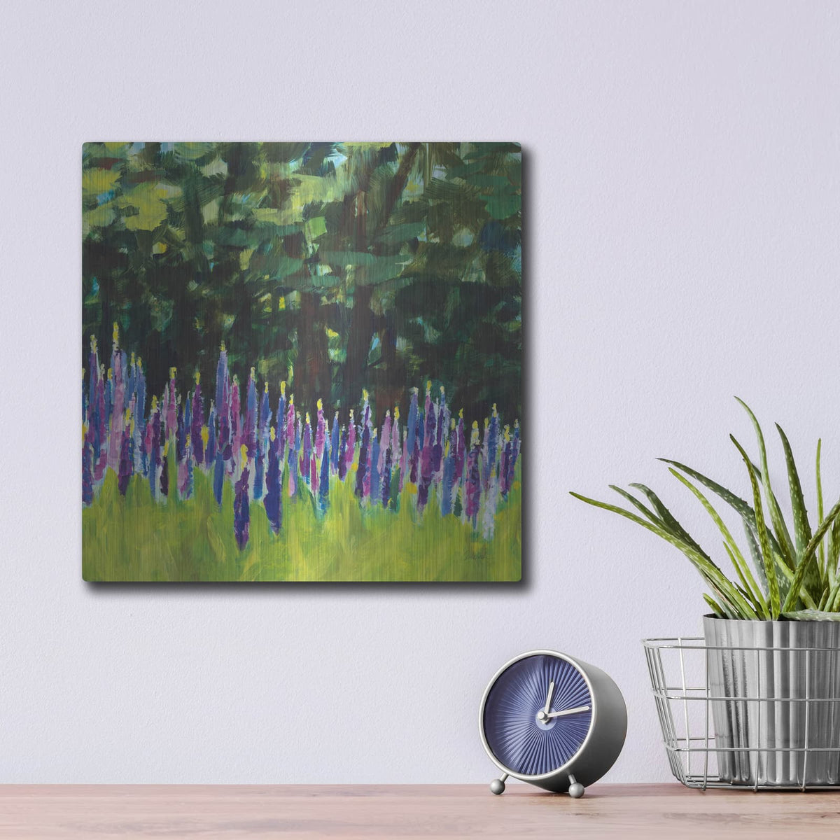 'A Year Of Lupines' by Sue Schlabach – Metal Wall Art, 12x12 room view