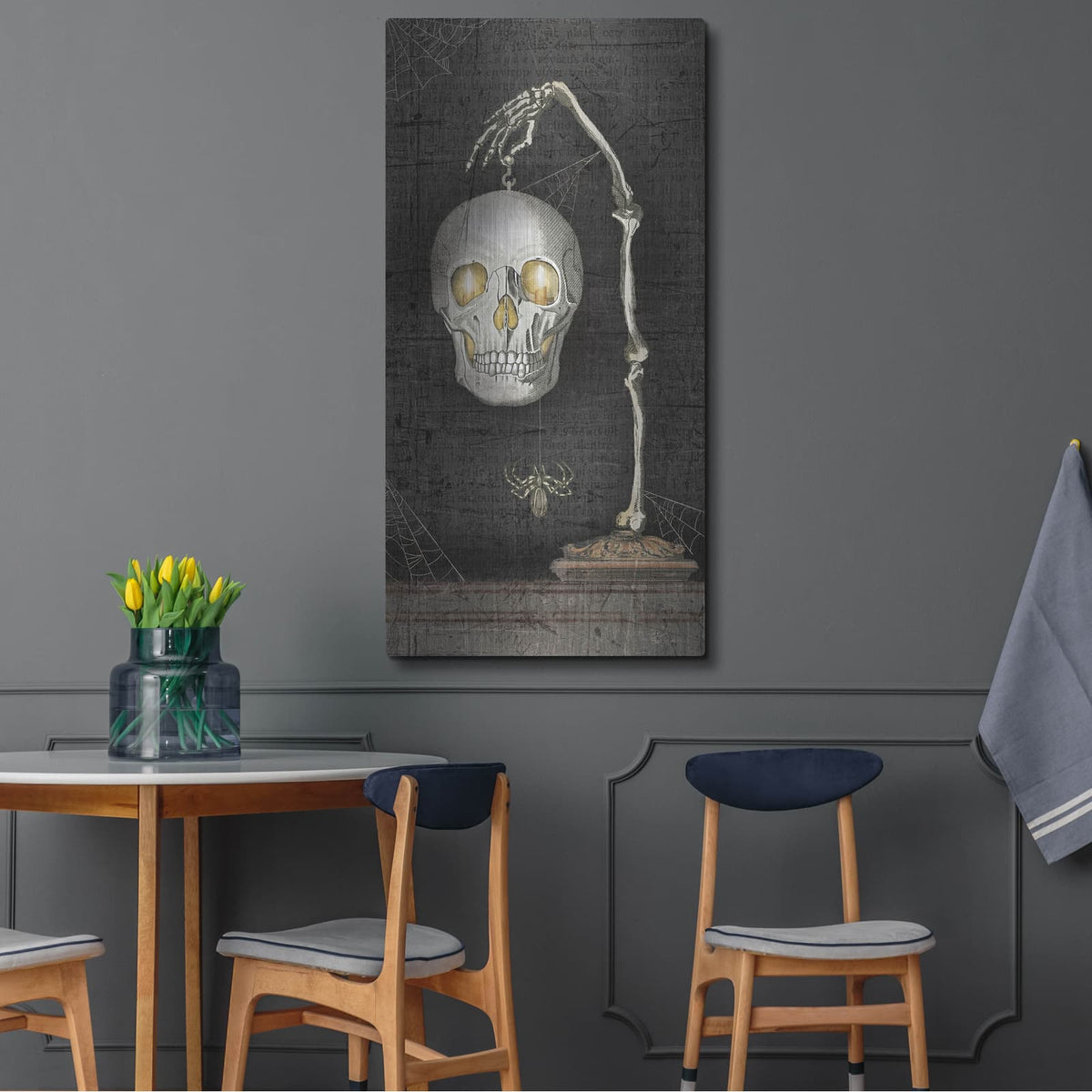 'Apothecary Noir 7 No Words' by Sue Schlabach – Metal Wall Art, 24x48 room view