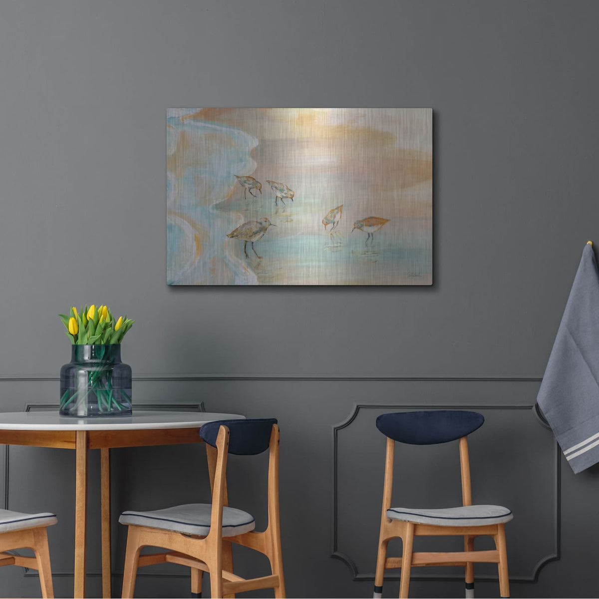 'Back Bay Sandpipers' by Sue Schlabach – Metal Wall Art, 36x24 room view