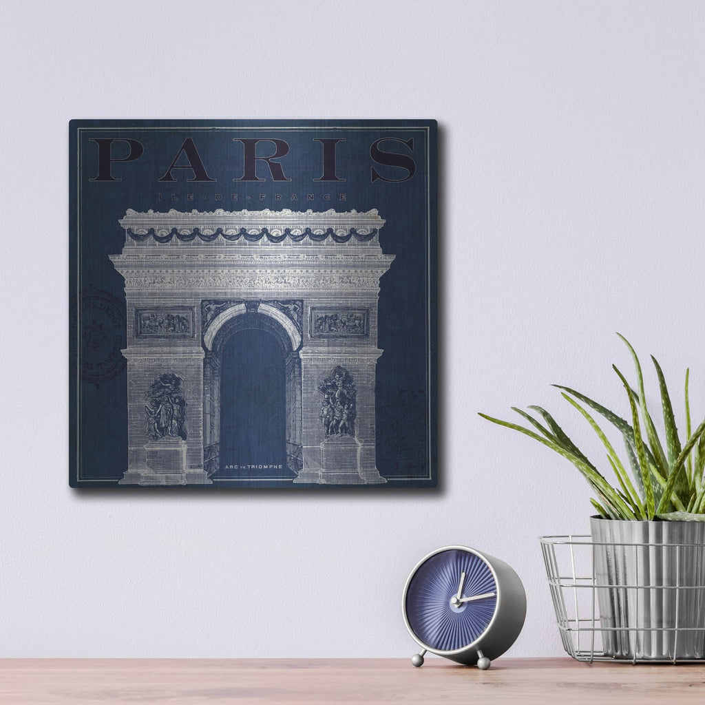 'Blueprint Arc De Triomphe' by Sue Schlabach – Metal Wall Art, 12x12 room view