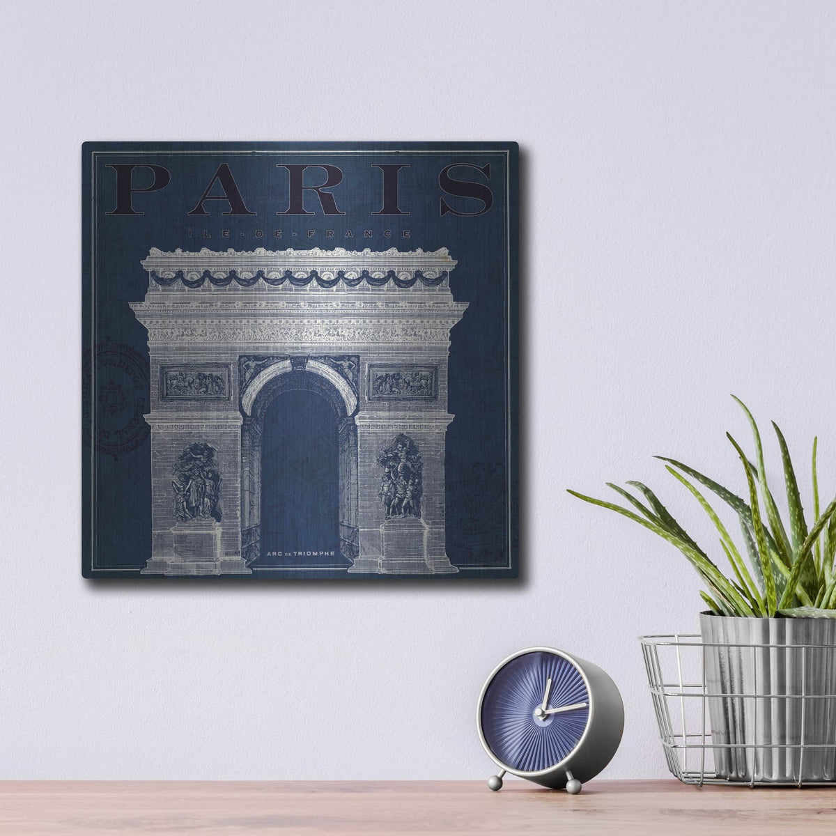 'Blueprint Arc De Triomphe' by Sue Schlabach – Metal Wall Art, 12x12 room view