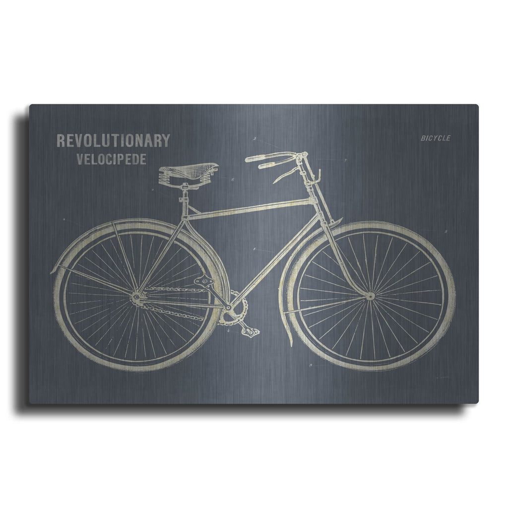 'Blueprint Bicycle Flipped Gray' by Sue Schlabach – Metal Wall Art