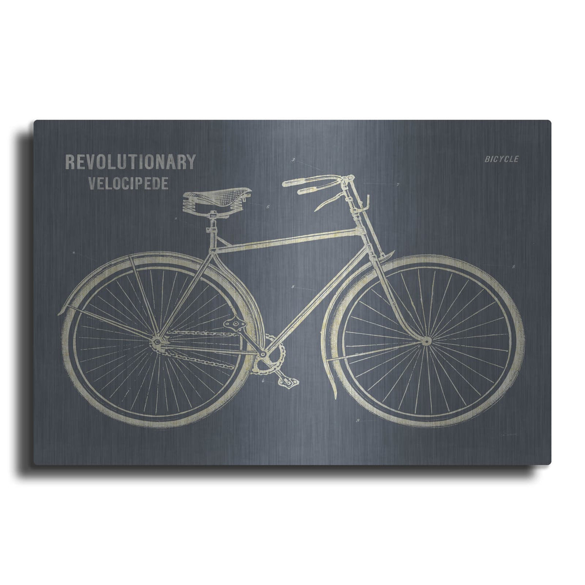 'Blueprint Bicycle Flipped Gray' by Sue Schlabach – Metal Wall Art