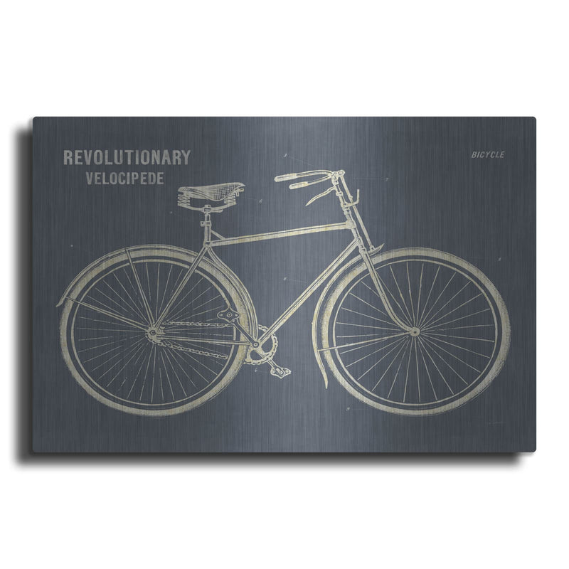 'Blueprint Bicycle Flipped Gray' by Sue Schlabach – Metal Wall Art