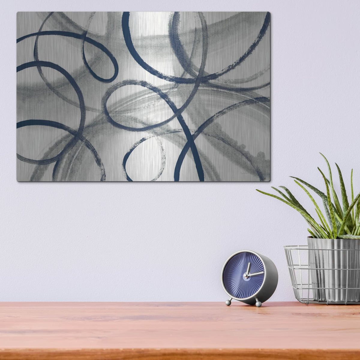 'Calligraphia With Navy' by Sue Schlabach – Metal Wall Art, 16x12 room view