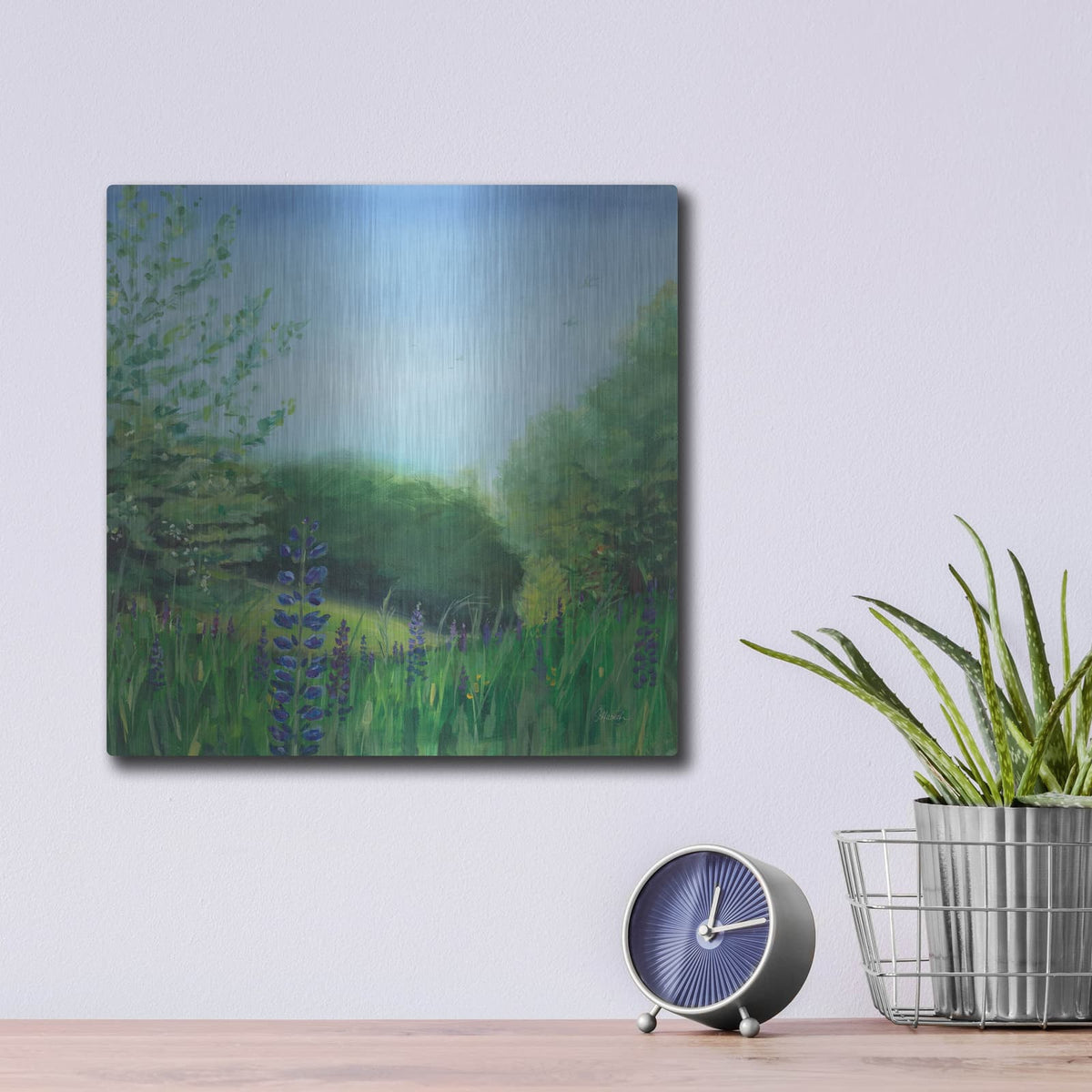 'Charlottes Lupine Field' by Sue Schlabach – Metal Wall Art, 12x12 room view