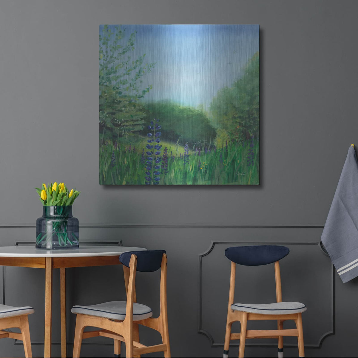 'Charlottes Lupine Field' by Sue Schlabach – Metal Wall Art, 36x36 room view