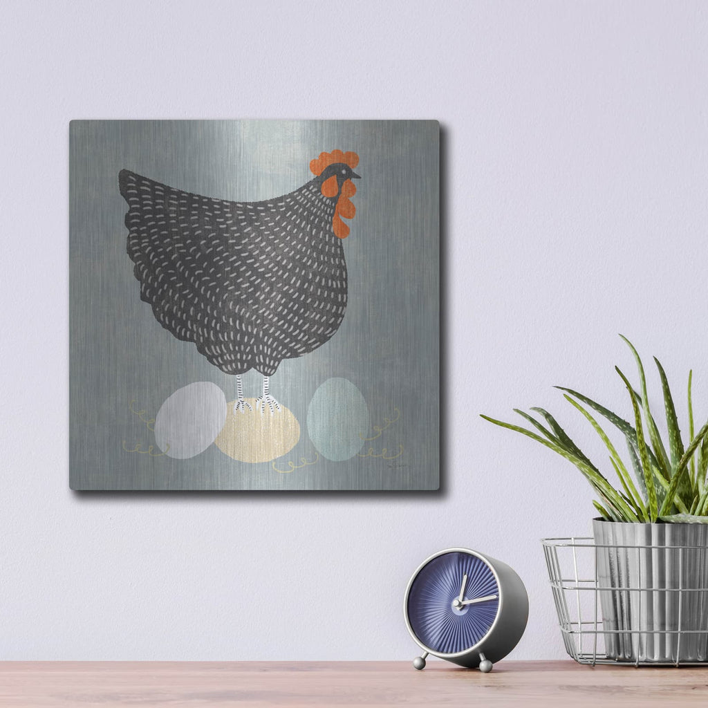'Fresh Eggs 1 No Words' by Sue Schlabach – Metal Wall Art, 12x12 room view