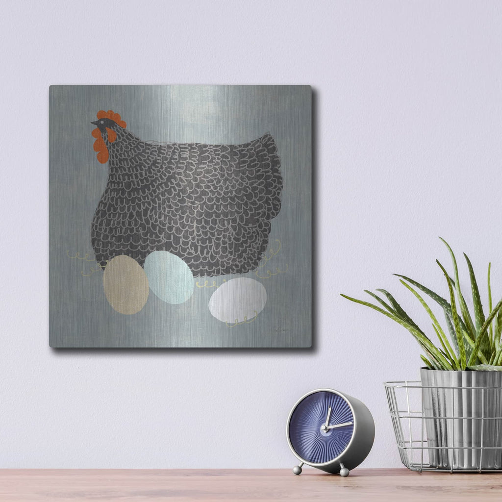 'Fresh Eggs 2 No Words' by Sue Schlabach – Metal Wall Art, 12x12 room view