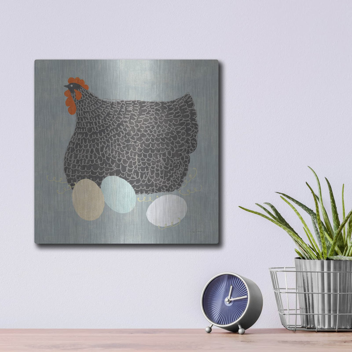 'Fresh Eggs 2 No Words' by Sue Schlabach – Metal Wall Art, 12x12 room view