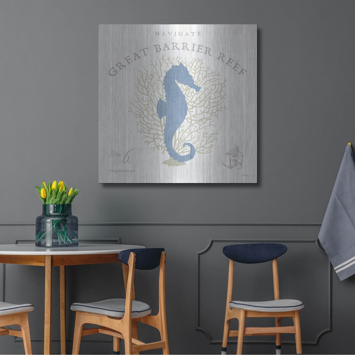 'Island Findings 1 Blue' by Sue Schlabach – Metal Wall Art, 36x36 room view