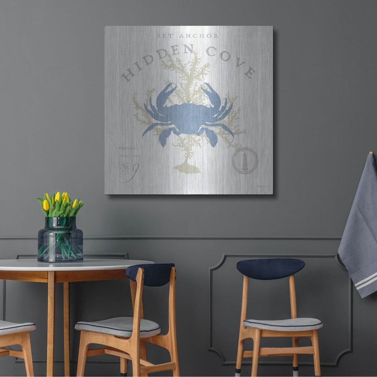 'Island Findings 2 Blue' by Sue Schlabach – Metal Wall Art, 36x36 room view