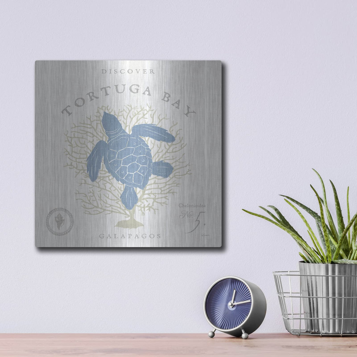'Island Findings Vi Blue' by Sue Schlabach – Metal Wall Art, 12x12 room view