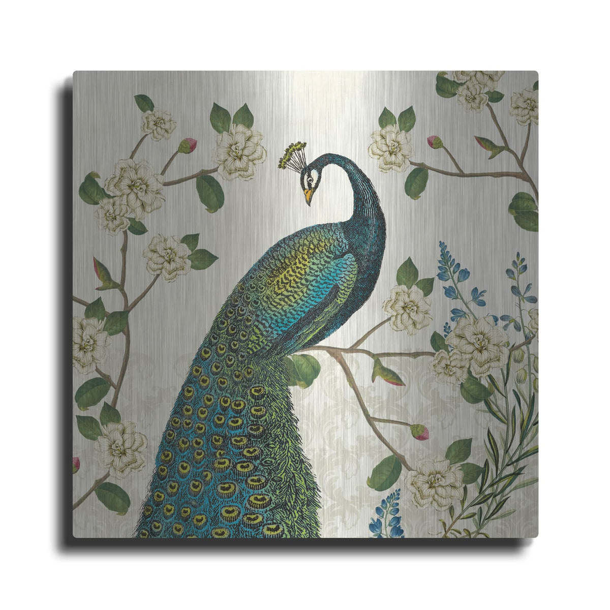 'Peacock Arbor 1 Ivory V2' by Sue Schlabach – Metal Wall Art