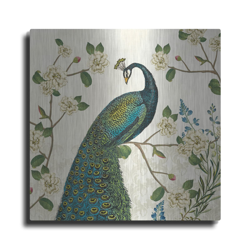 'Peacock Arbor 1 Ivory V2' by Sue Schlabach – Metal Wall Art
