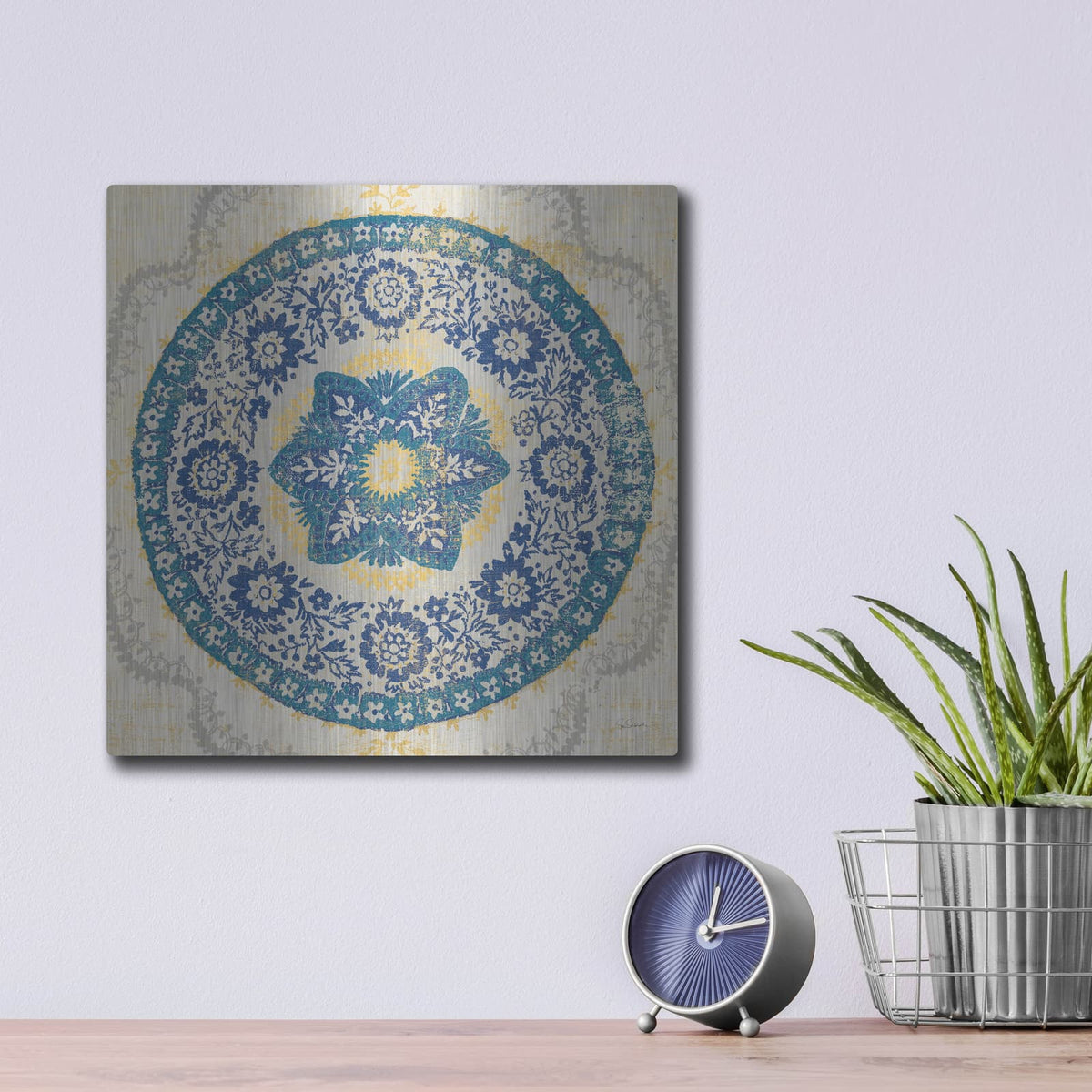 'Raja Medallion' by Sue Schlabach – Metal Wall Art, 12x12 room view