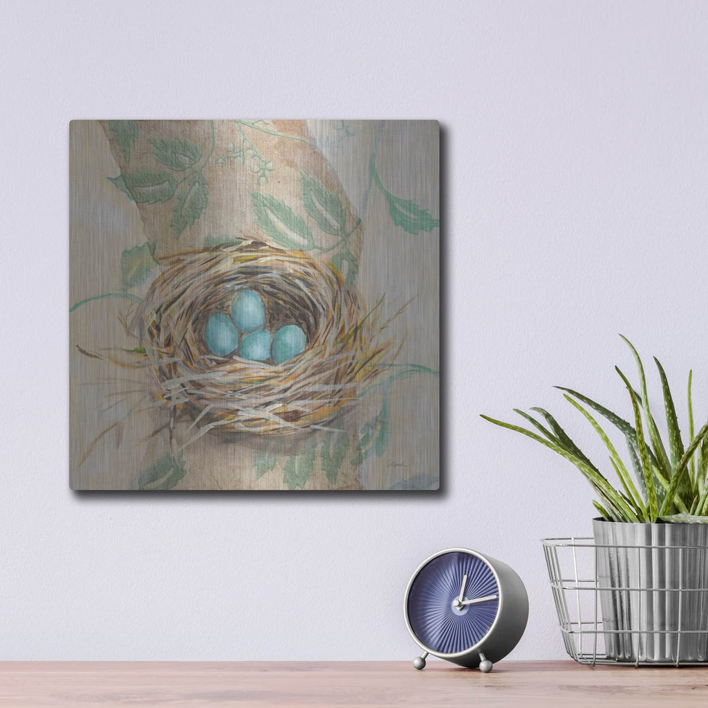 'Robins Nest' by Sue Schlabach – Metal Wall Art, 12x12 room view