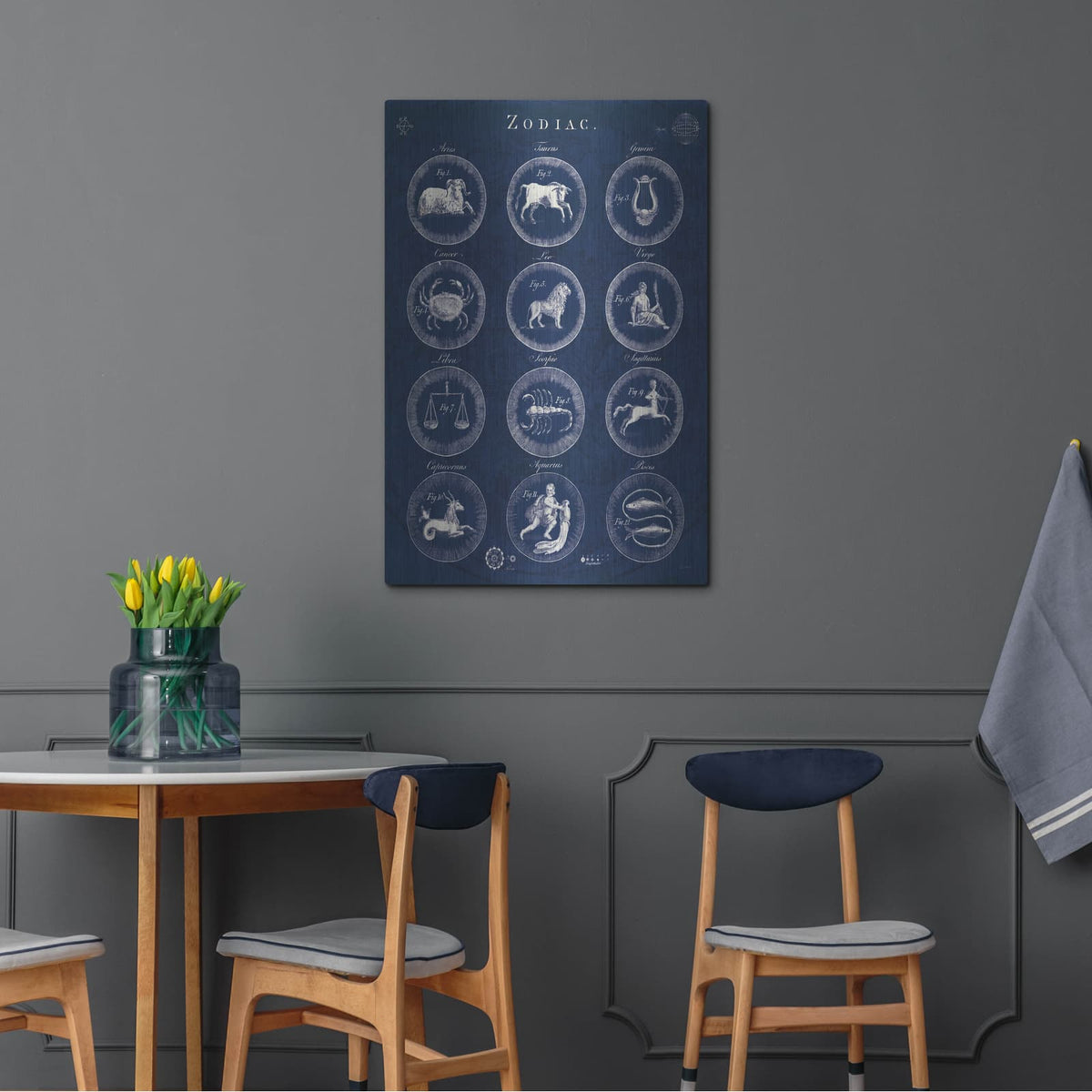 'Zodiac Blueprint V2' by Sue Schlabach – Metal Wall Art, 24x36 room view