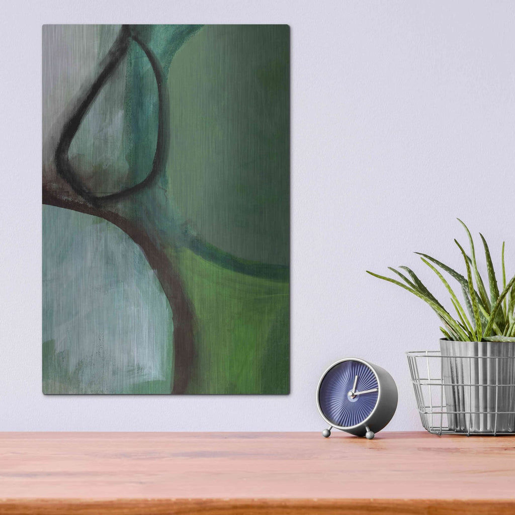 'Green Abstract' by Linda Woods – Metal Wall Art, 12x16 room view