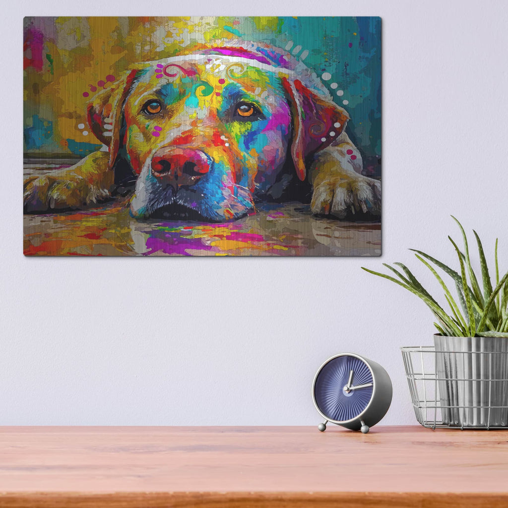 'Dean Russo- Evolution Collection-lying Lab' by Dean Russo – Metal Wall Art, 16x12 room view