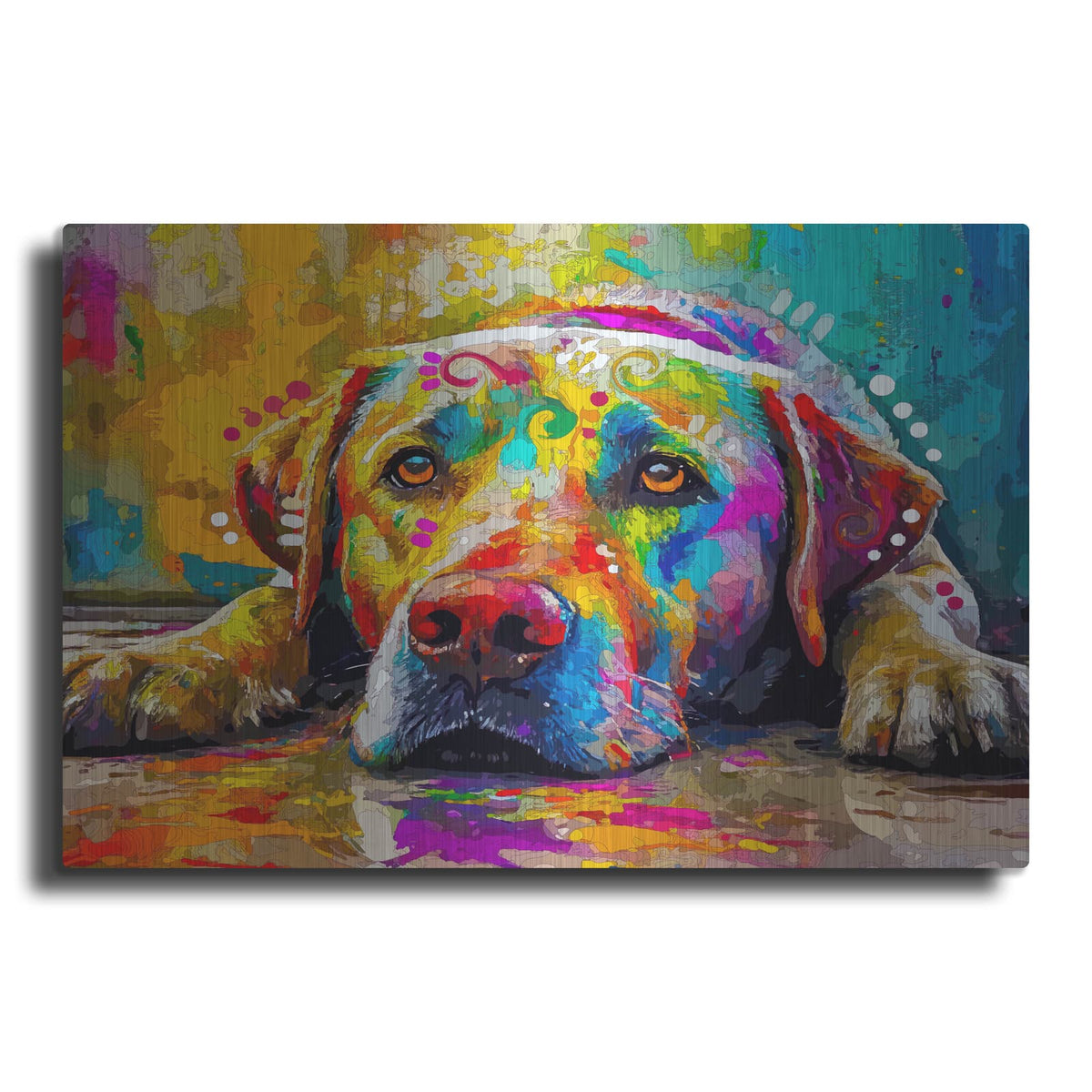 'Dean Russo- Evolution Collection-lying Lab' by Dean Russo – Metal Wall Art