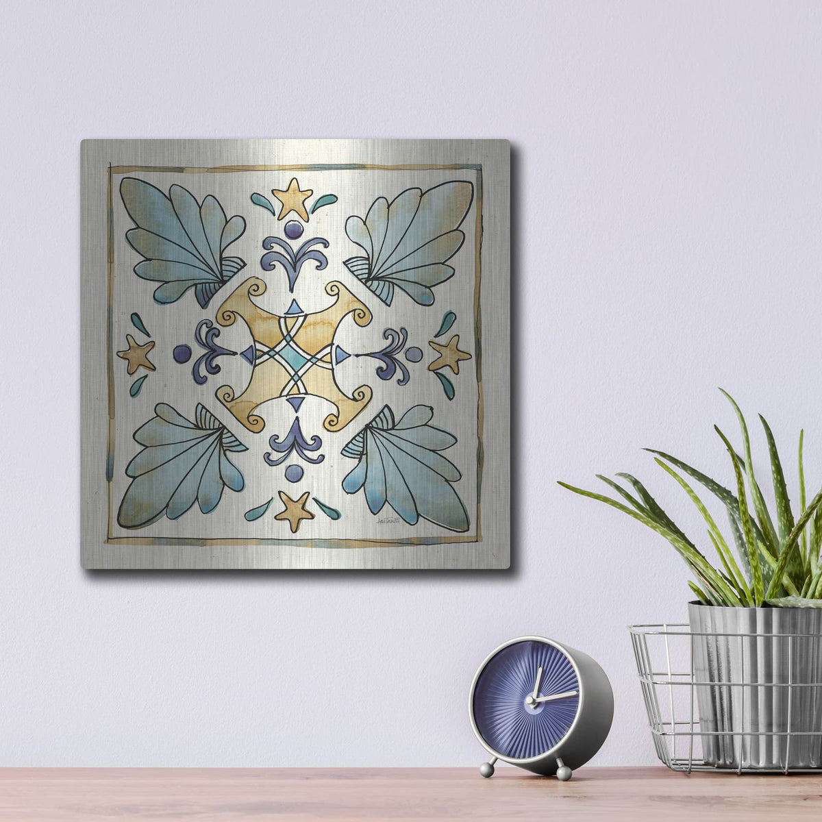 'Coastal Breeze Tile 3' by Anne Tavoletti – Metal Wall Art, 12x12 room view