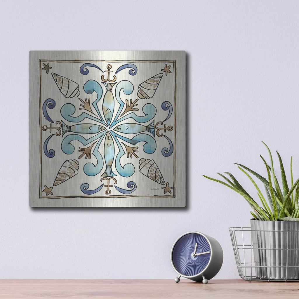 'Coastal Breeze Tile 4' by Anne Tavoletti – Metal Wall Art, 12x12 room view
