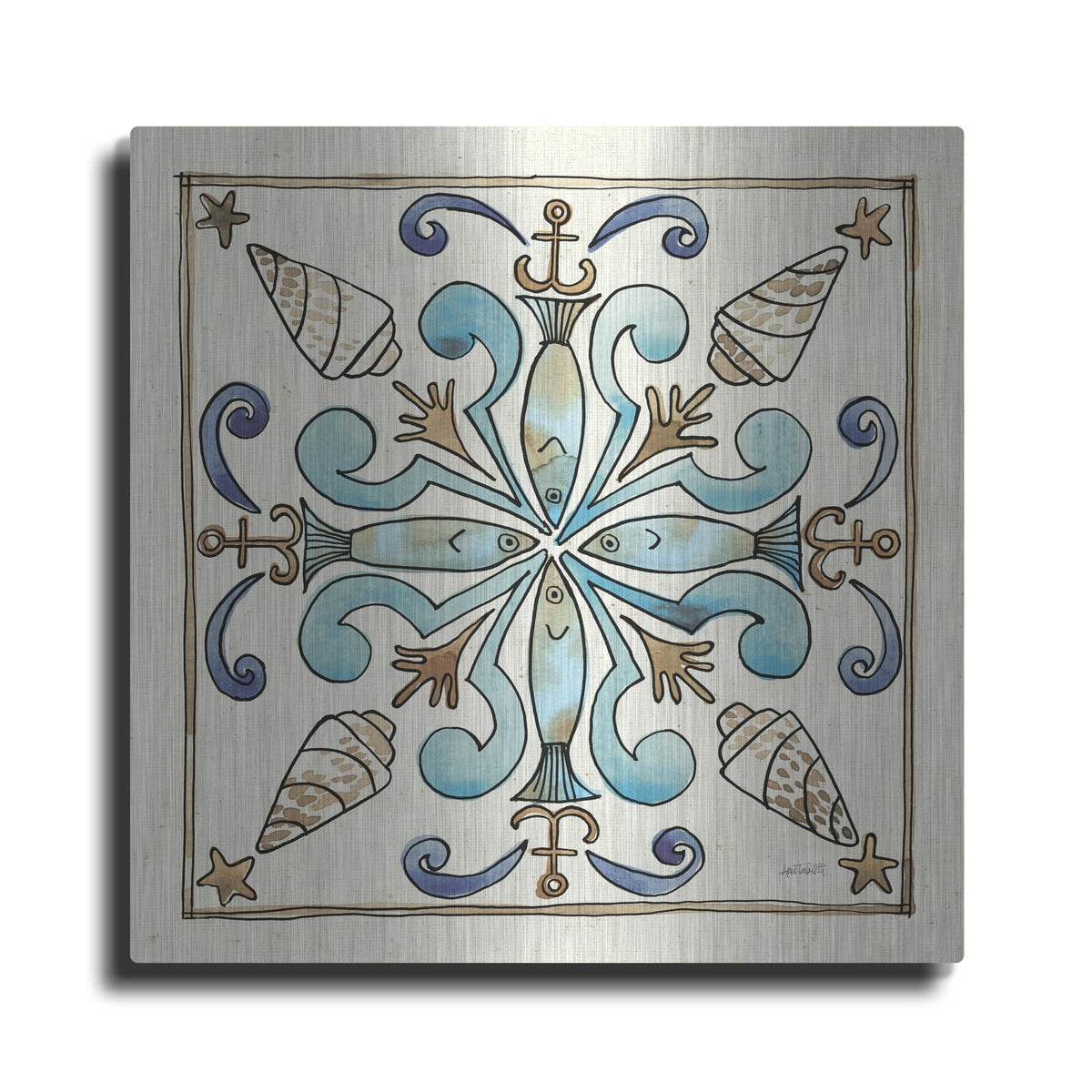 'Coastal Breeze Tile 4' by Anne Tavoletti – Metal Wall Art