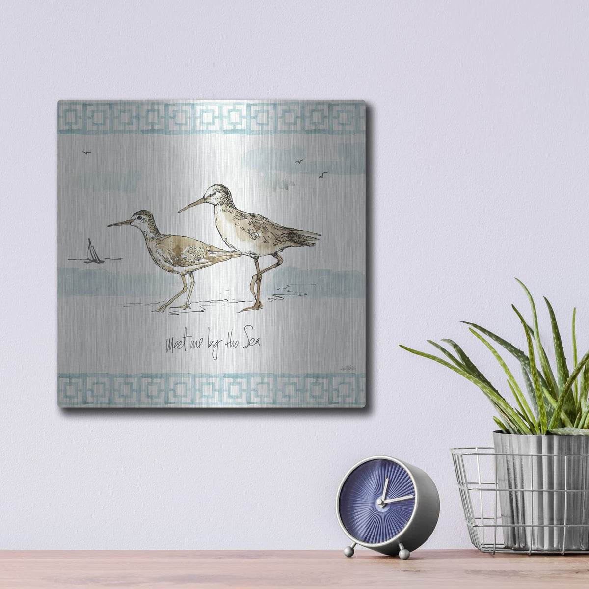 'Sandpiper Sea 4' by Anne Tavoletti – Metal Wall Art, 12x12 room view