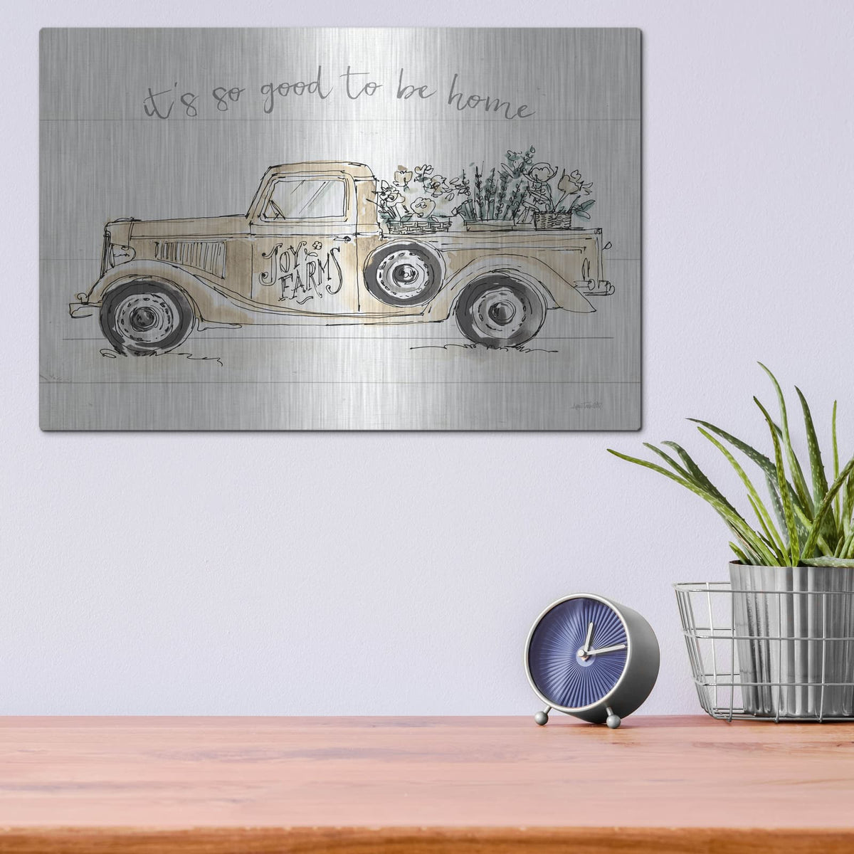 'Modern Farmhouse 8 Cream Truck' by Anne Tavoletti – Metal Wall Art, 16x12 room view