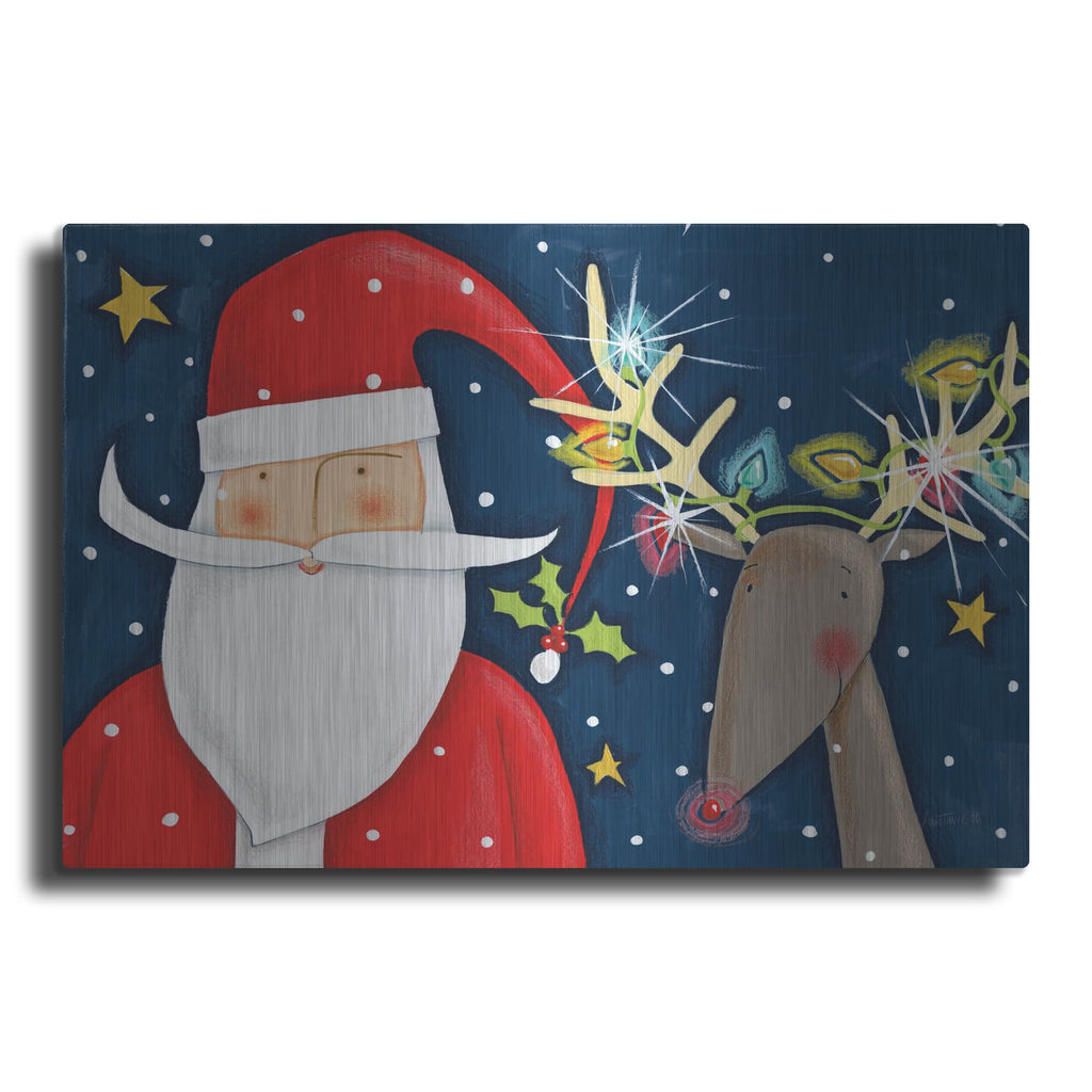 'Bright Christmas Santa Blue' by Anne Tavoletti – Metal Wall Art