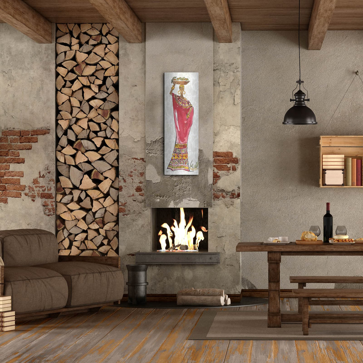'African Flair 8' by Anne Tavoletti – Metal Wall Art, 16x48 room view