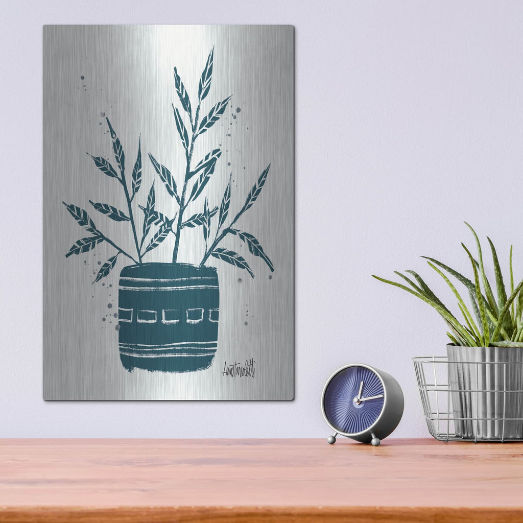 'Monochrome Blue Botanical Sketches 9' by Anne Tavoletti – Metal Wall Art, 12x16 room view