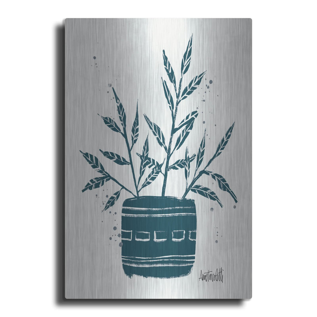 'Monochrome Blue Botanical Sketches 9' by Anne Tavoletti – Metal Wall Art