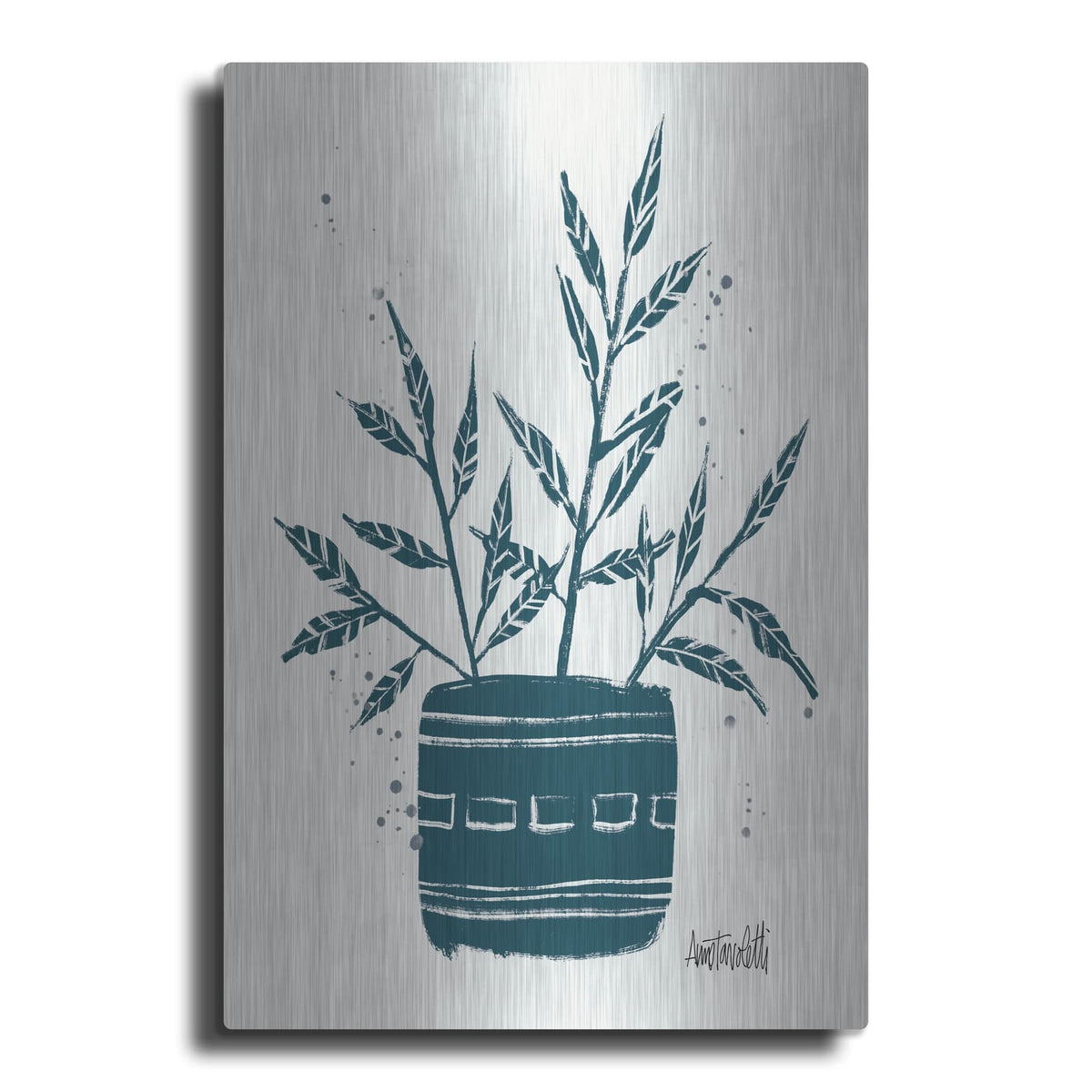 'Monochrome Blue Botanical Sketches 9' by Anne Tavoletti – Metal Wall Art