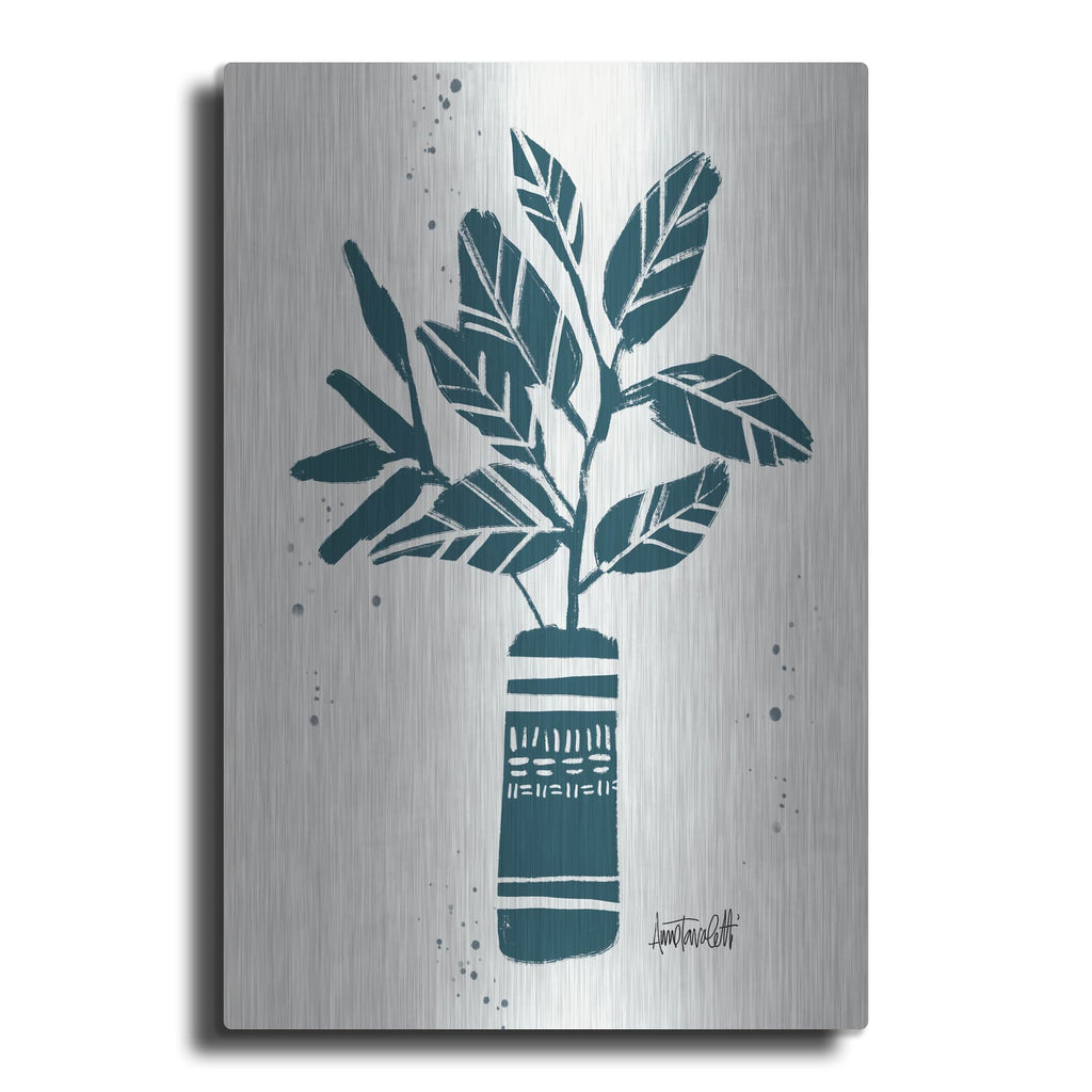 'Monochrome Blue Botanical Sketches 6' by Anne Tavoletti – Metal Wall Art