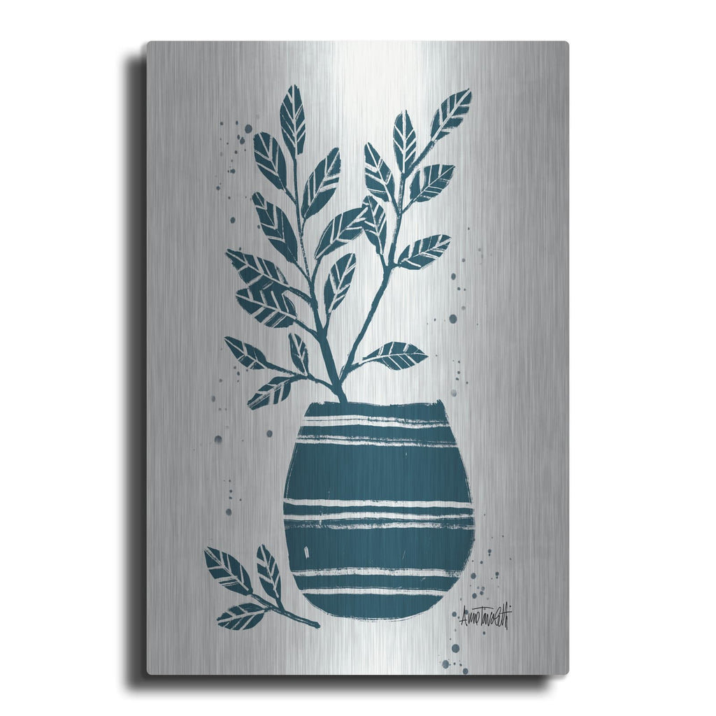 'Monochrome Blue Botanical Sketches 7' by Anne Tavoletti – Metal Wall Art