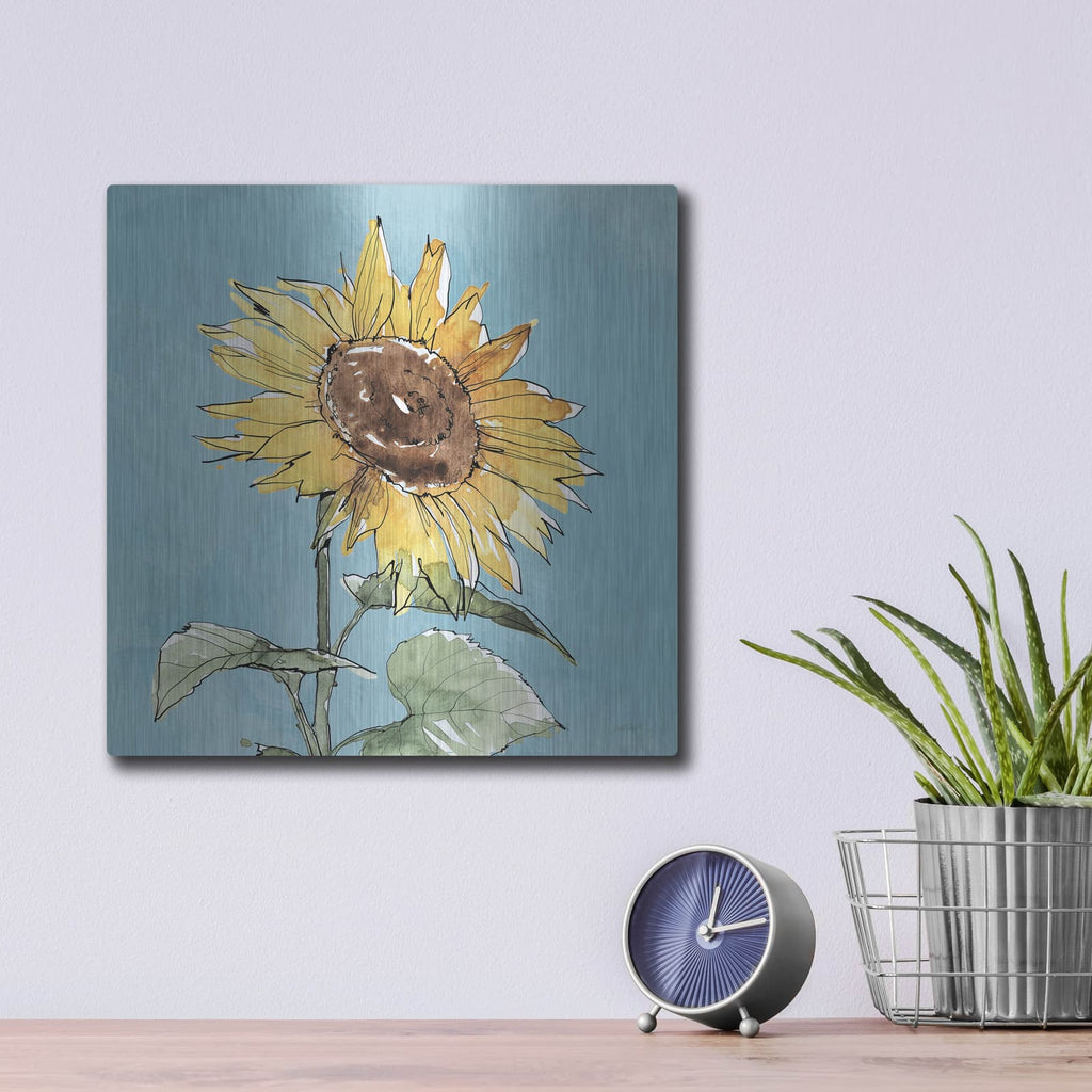 'Farmhouse Flea Market 9 Blue' by Anne Tavoletti – Metal Wall Art, 12x12 room view