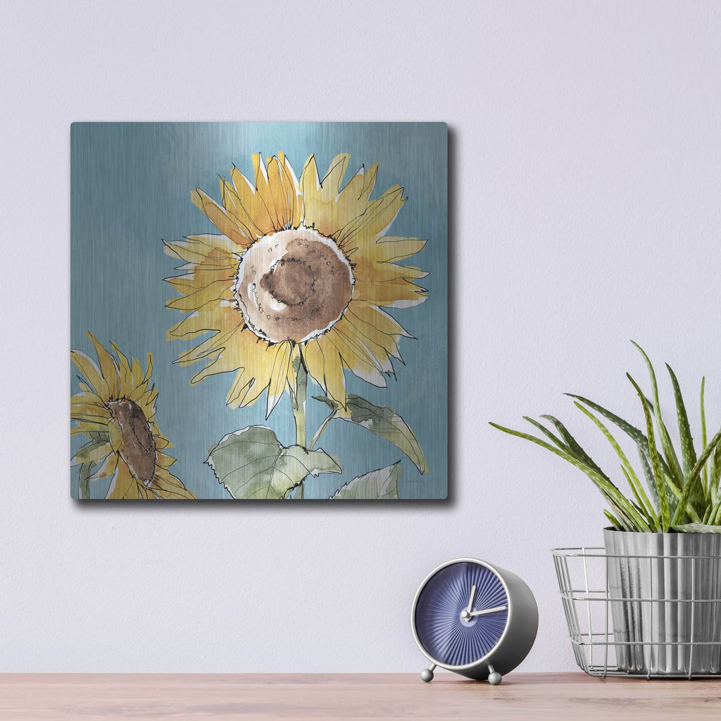 'Farmhouse Flea Market 10 Blue' by Anne Tavoletti – Metal Wall Art, 12x12 room view