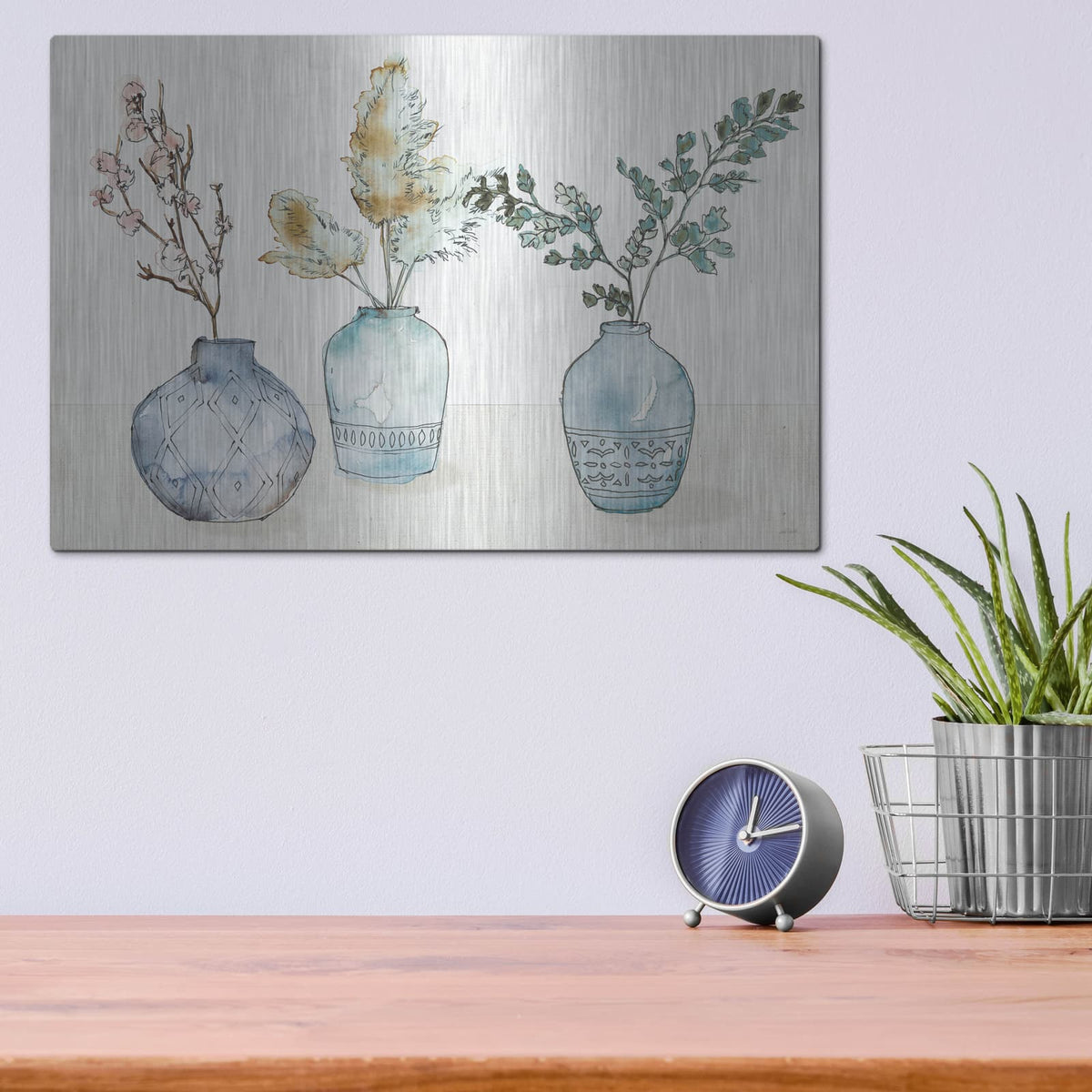 'Fresh Farmhouse 1 Blue' by Anne Tavoletti – Metal Wall Art, 16x12 room view