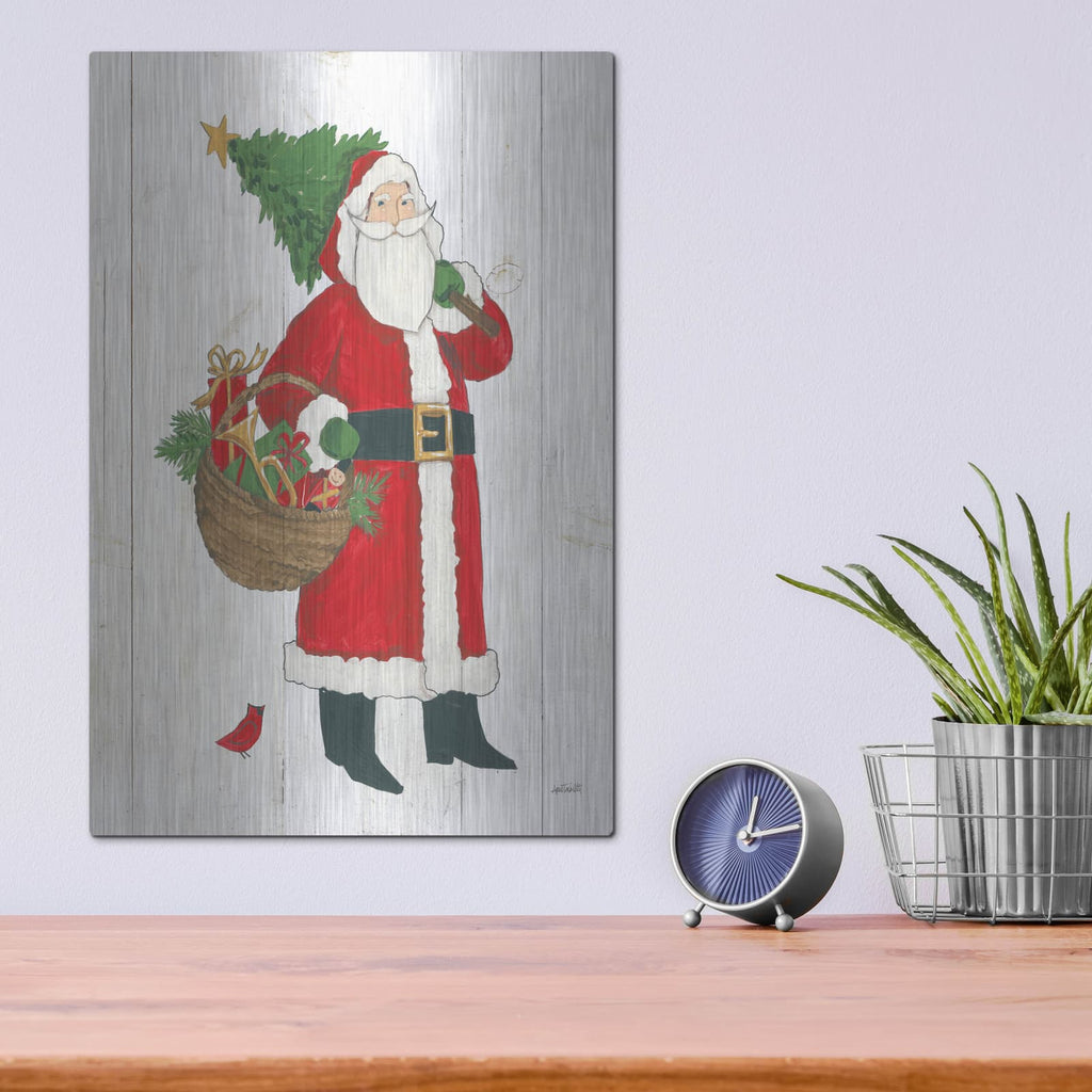 'Vintage St Nick 3 No Words On White Wood V2' by Anne Tavoletti – Metal Wall Art, 12x16 room view