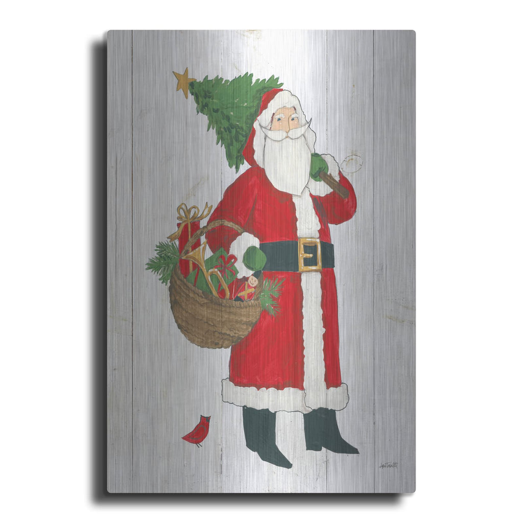 'Vintage St Nick 3 No Words On White Wood V2' by Anne Tavoletti – Metal Wall Art