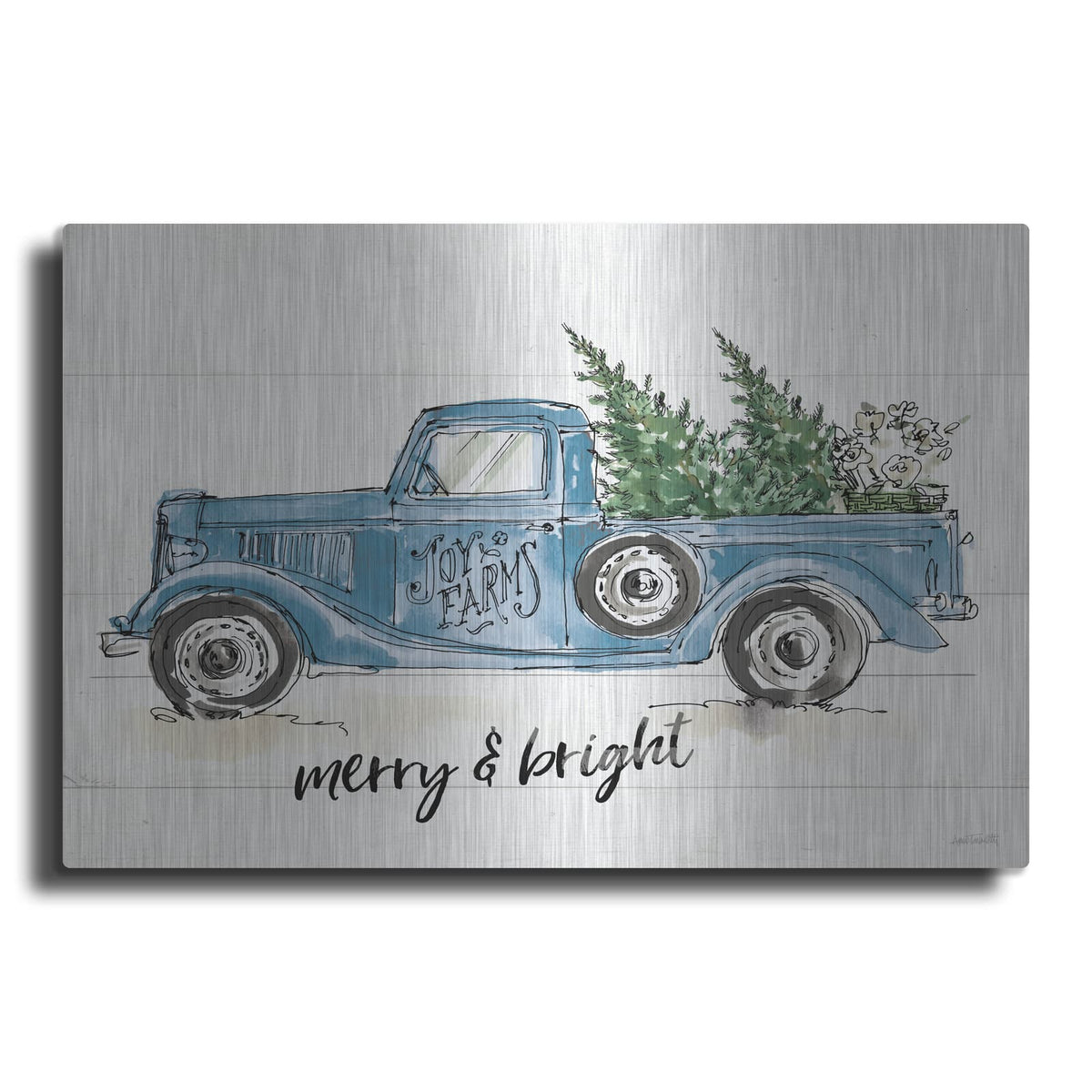 'Modern Farmhouse 8 Merry Blue' by Anne Tavoletti – Metal Wall Art