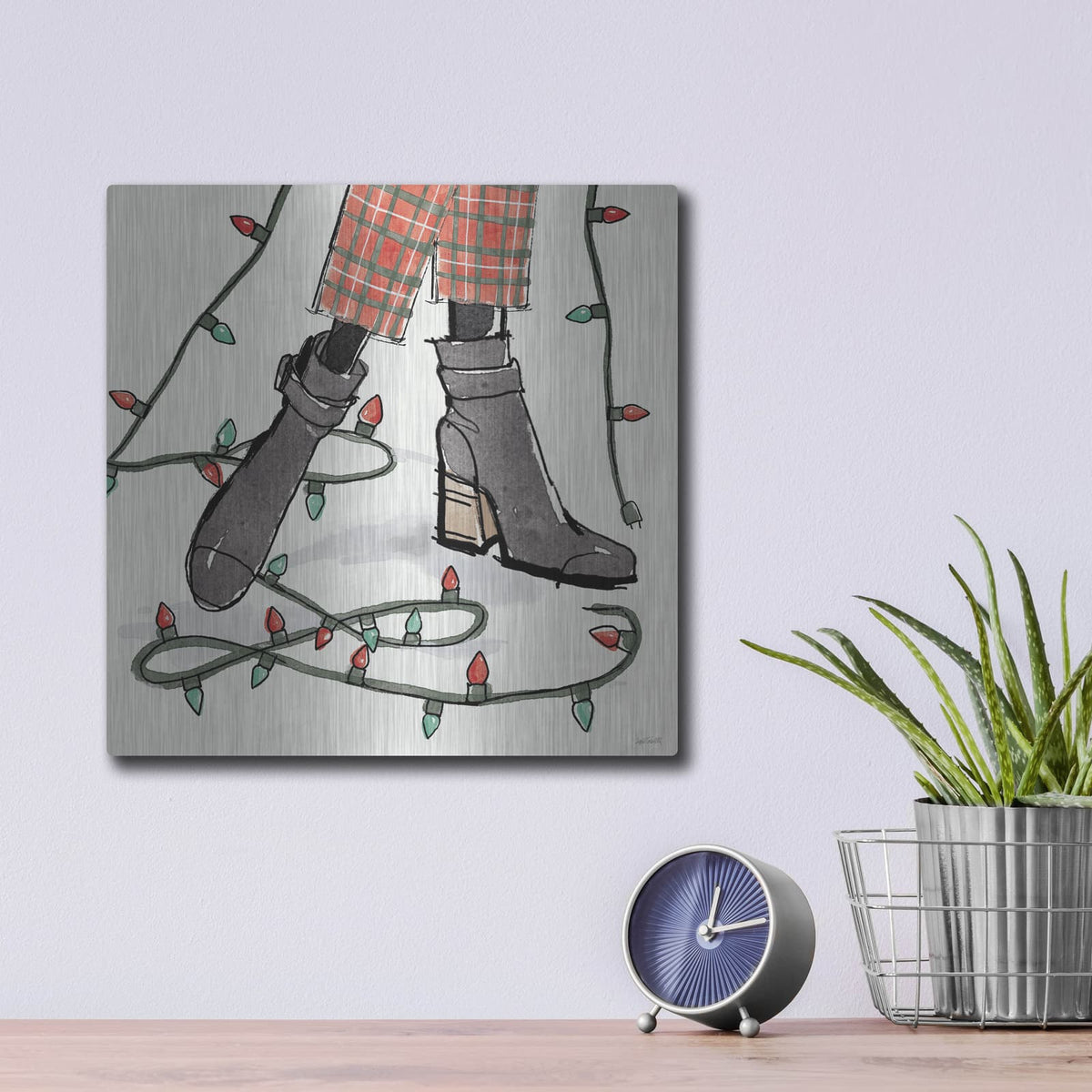 'Holiday Fashionistas 6' by Anne Tavoletti – Metal Wall Art, 12x12 room view