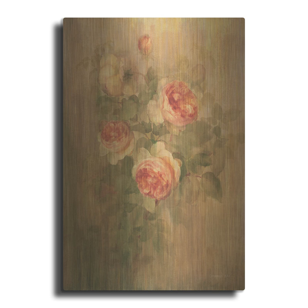 'Vintage Roses On Green 2' by Danhui Nai – Metal Wall Art