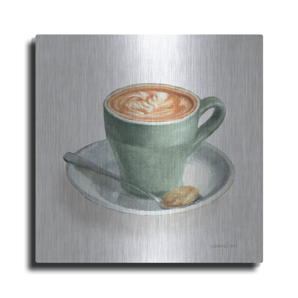 'Wake Up Coffee 2 Linen Sage' by Danhui Nai – Metal Wall Art