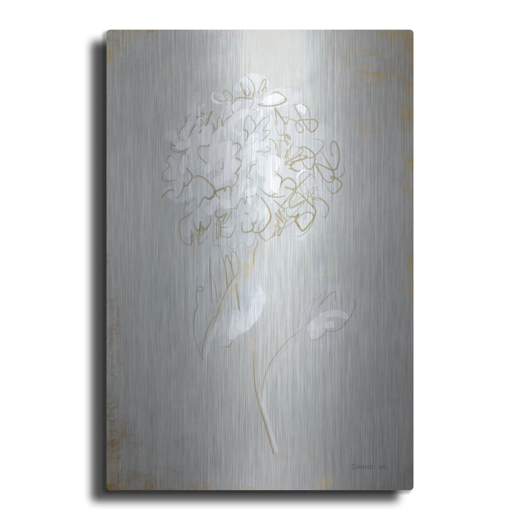 'White Floral Sketch 1' by Danhui Nai – Metal Wall Art