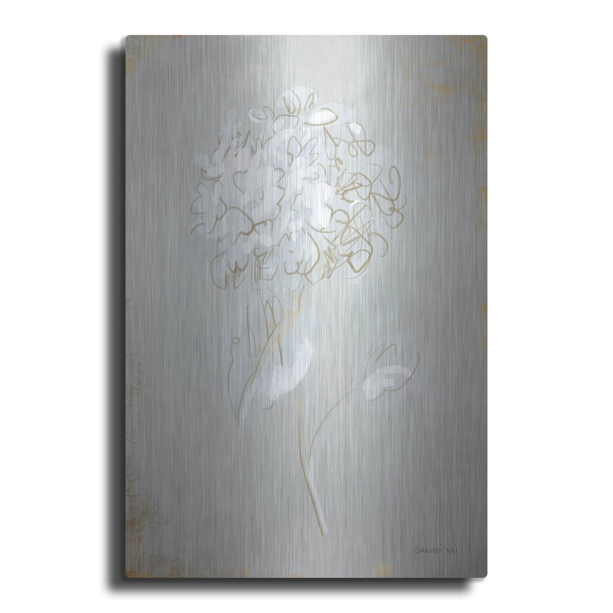 'White Floral Sketch 1' by Danhui Nai – Metal Wall Art